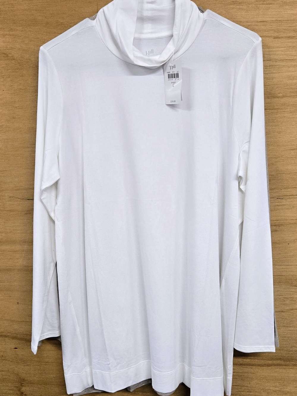 (2)J.Jill Luxe Supima turtleneck tunic Cowl Turtleneck Tunic in White & Beige
